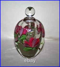 Rare Pink Magnolias Orient & Flume Glass Perfume Bottle Paperweight E Alexander