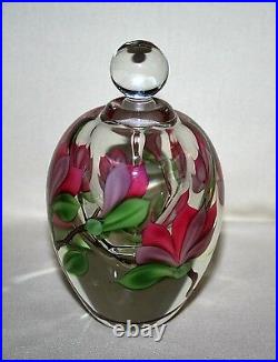 Rare Pink Magnolias Orient & Flume Glass Perfume Bottle Paperweight E Alexander