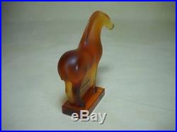 Rare Signed Lalique Amber Tang Horse Art Glass Figure Paperweight Mint Condition