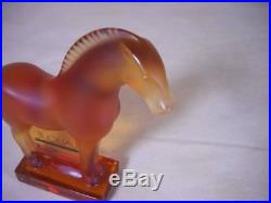 Rare Signed Lalique Amber Tang Horse Art Glass Figure Paperweight Mint Condition