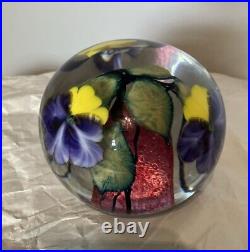 Rare Vintage David Lotton Studio Art Glass Paperweight Flower Floral