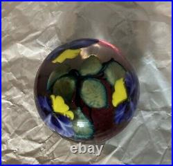 Rare Vintage David Lotton Studio Art Glass Paperweight Flower Floral