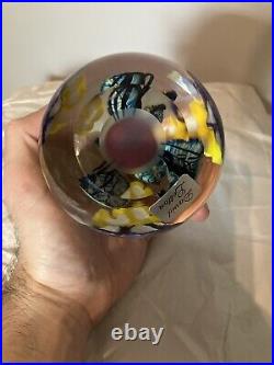 Rare Vintage David Lotton Studio Art Glass Paperweight Flower Floral