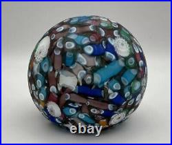 Rare Vintage MURANO Matte Scrambled Millefiori End Of Day 3 Paperweight Venice