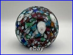 Rare Vintage MURANO Matte Scrambled Millefiori End Of Day 3 Paperweight Venice