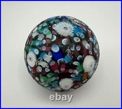 Rare Vintage MURANO Matte Scrambled Millefiori End Of Day 3 Paperweight Venice