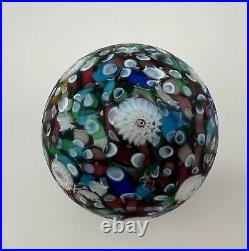 Rare Vintage MURANO Matte Scrambled Millefiori End Of Day 3 Paperweight Venice