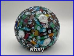 Rare Vintage MURANO Matte Scrambled Millefiori End Of Day 3 Paperweight Venice