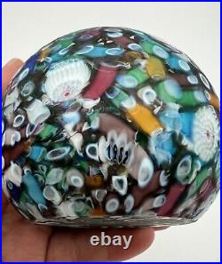 Rare Vintage MURANO Matte Scrambled Millefiori End Of Day 3 Paperweight Venice