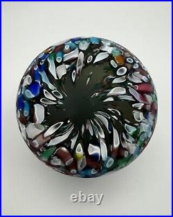 Rare Vintage MURANO Matte Scrambled Millefiori End Of Day 3 Paperweight Venice