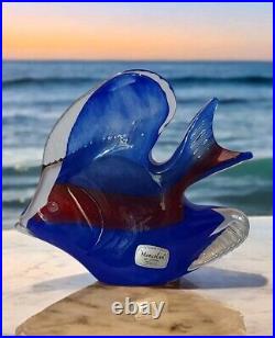 Rare Vtg Josef Marcolin Angel Fish Art Glass Paperweight Handblown Signed MCM EC