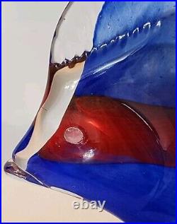 Rare Vtg Josef Marcolin Angel Fish Art Glass Paperweight Handblown Signed MCM EC