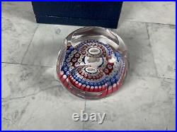 Rare Whitefriars Owl Red White Blue Millefiori Rings Glass Paperweight 1979 +Box