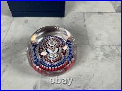 Rare Whitefriars Owl Red White Blue Millefiori Rings Glass Paperweight 1979 +Box