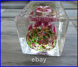 Rectangular Bohemian Art Deco Glass Flower Bouquet Faceted Fancy Cut Paperweight