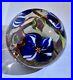 Richard-Olma-1985-SIGNED-Purple-Flower-Blossoms-Art-Glass-Paperweight-RARE-01-bbz