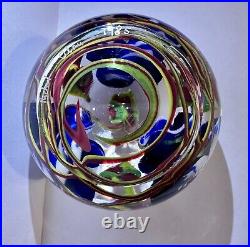 Richard Olma 1985 SIGNED Purple Flower Blossoms Art Glass Paperweight RARE