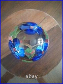 Richard Olma Studio 1985 Signed Crystal Glass Purple Violets Magnum Paperweight