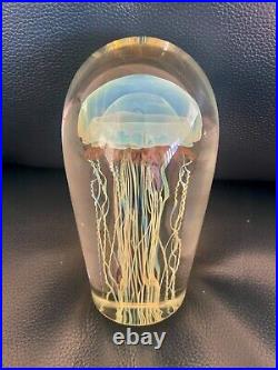 Richard Satava Moon Jellyfish Glass Paperweight Signed & Numbered 5.75 Tall