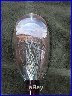 Rick SATAVA Moon Jellyfish Art Glass Sculpture Paperweight 6-3/4 2673-96