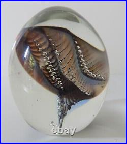 Robert Burch Glass Paperweight with Controlled Bubbles Signed By Artist 1987