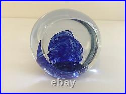 Robert Deeble Art Glass Crystal Paperweight, Signed, 3 1/2 H, 3 1/2 W, 2.5 Lbs