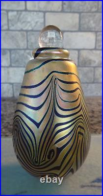 Robert Eickholt Art Glass 1982 KING TUT Perfume Bottle Paperweight Iridescent