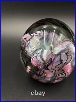 Robert Eickholt Art Glass Paperweight Blue Pink Purple Green Sculpture 1997