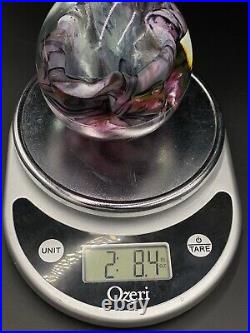 Robert Eickholt Art Glass Paperweight Blue Pink Purple Green Sculpture 1997