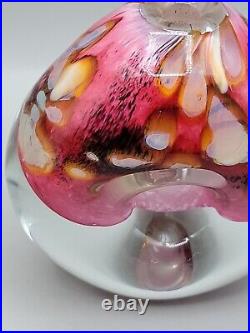 Robert Eickholt Art Glass Paperweight Vase Perfume Pink Sea Life Donut Hole 1996