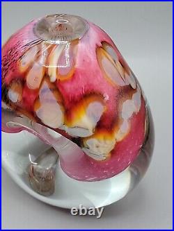 Robert Eickholt Art Glass Paperweight Vase Perfume Pink Sea Life Donut Hole 1996