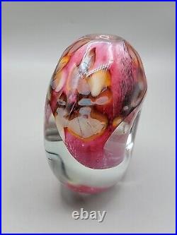 Robert Eickholt Art Glass Paperweight Vase Perfume Pink Sea Life Donut Hole 1996