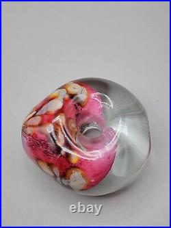 Robert Eickholt Art Glass Paperweight Vase Perfume Pink Sea Life Donut Hole 1996