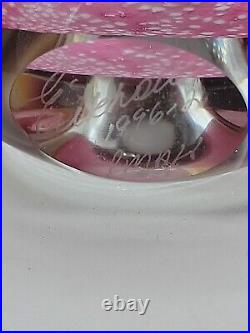 Robert Eickholt Art Glass Paperweight Vase Perfume Pink Sea Life Donut Hole 1996