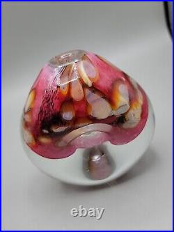 Robert Eickholt Art Glass Paperweight Vase Perfume Pink Sea Life Donut Hole 1996