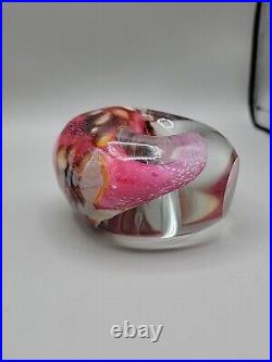 Robert Eickholt Art Glass Paperweight Vase Perfume Pink Sea Life Donut Hole 1996