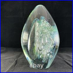 Robert Eickholt Egg Shaped Large Paperweight 6.75 Controlled Bubbles 1998