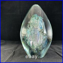 Robert Eickholt Egg Shaped Large Paperweight 6.75 Controlled Bubbles 1998