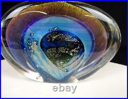 Robert Eickholt Signed Art Glass Aventurine Cased Large 5 1/4 Paperweight 1981