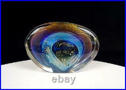 Robert Eickholt Signed Art Glass Aventurine Cased Large 5 1/4 Paperweight 1981