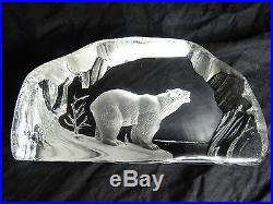 Rock Crystal Glass Bear Sculpture Paperweight Ornament 20th Century