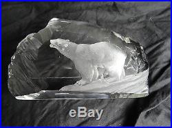 Rock Crystal Glass Bear Sculpture Paperweight Ornament 20th Century
