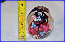 Roger Gandelman art glass Forget Me Nots Egg Shaped paperweight Signed 4