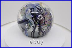 Rollin Karg Art Glass Handblown Dichroic Paperweight, Signed, 6 Wide 5 Tall