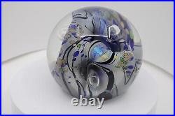 Rollin Karg Art Glass Handblown Dichroic Paperweight, Signed, 6 Wide 5 Tall
