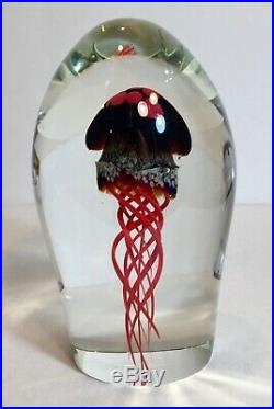 Rollin Karg Art Glass Jellyfish Sculpture Paperweight Beautiful