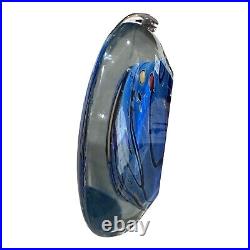 Rollin Karg Dichroic Multicolor Iridescent Art Glass Disc Sculpture 7 Diameter