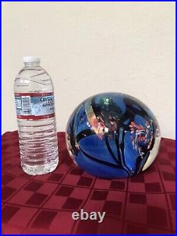 Rollin Karg Dichroic Studio Art Glass Paperweight Globe Magnum HUGE 6 Signed