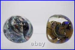 Rollin Karg Dichronic Black & Brown Art Glass 2 3/4 3 Paperweight Signed
