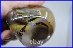 Rollin Karg Dichronic Black & Brown Art Glass 2 3/4 3 Paperweight Signed